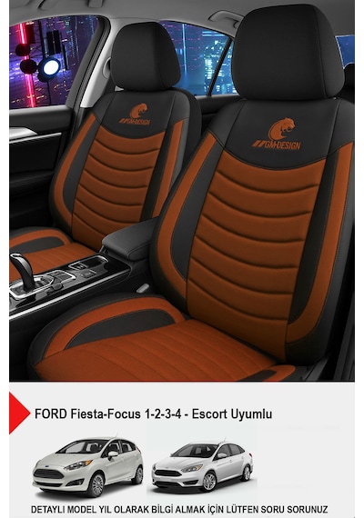 Panther Serisi Keten Kumaş Oto Koltuk Kılıfı Ford Focus-fiesta-escort Uyumlu Taba