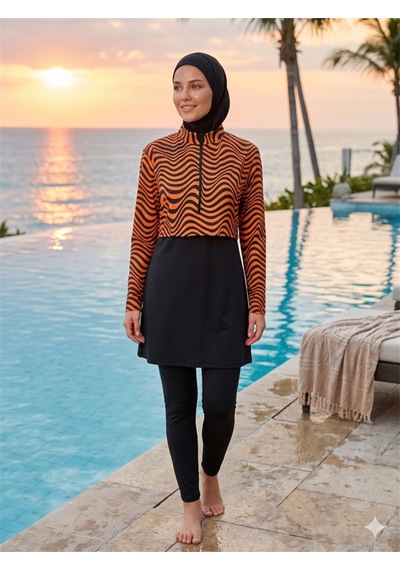 Modenya Arias Closet Zebra Desenli Fermuarlı Tam Kapalı 3 Parça Spor Likralı Siyah Tesettür Mayo Takımı Siyah Modenya Arias Closet Zebra Desenli Fermuarlı Tam Kapalı 3 Parça Spor Likralı Siyah Tesettür Mayo Takımı Siyah
