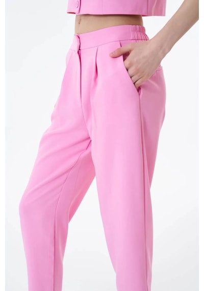 Quzu Beli Lastikli Pembe Kadın Pantolon 71154