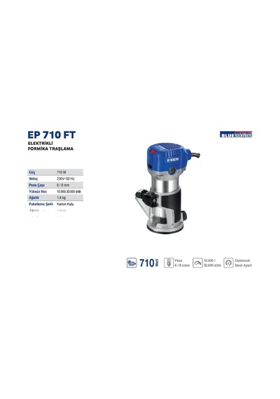 Exen EP 710 FT EX025612 6/8MM 710W Elektrikli El Freze Formika Traşlama Makinesi
