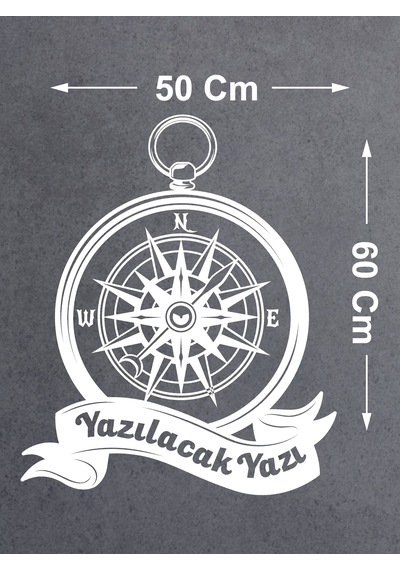 Kişiye Özel Pusula Sticker - Araba Oto Motosiklet Karavan Cam Sticker - 00083 60 Cm