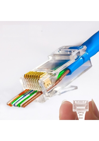 Delikli Cat6.Cat5 Yeni Nesil Ez Rj45 Plastik İnternet Jack Rj45