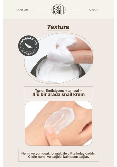 Lamelin Salyangoz Mukus Filtratı İçeren Onarıcı Büyük Boy Krem Lamelin Snail 4 in 1 Cream 100 ML