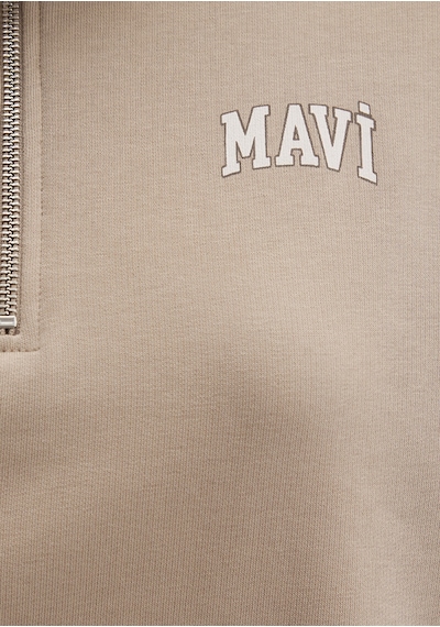 Mavi - Mavi Logo Baskılı Kahverengi Sweatshirt 1s10179-70344 Kahverengi