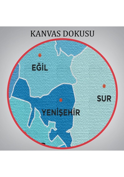 Diyarbakır İli Ve İlçeler Haritası Dekoratif Kanvas Tablo 1323 50 X 50