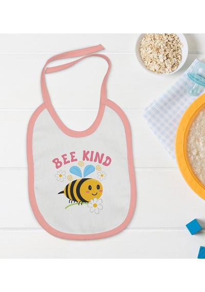Bk Kids Bee Kind Tasarımlı Pembe Bebek Mama Önlüğü Pembe