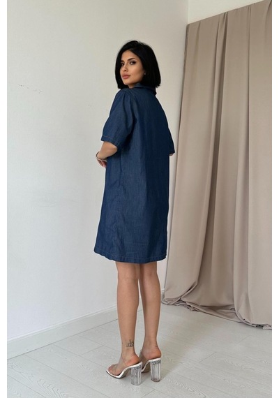 Etiler Collection Mavi Tencel Kuplu Elbise