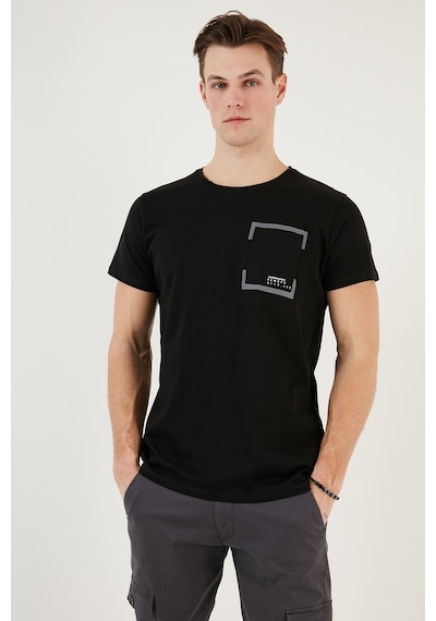 Buratti Bisiklet Yaka Pamuklu Slim Fit Erkek T Shirt 541Rework Siyah