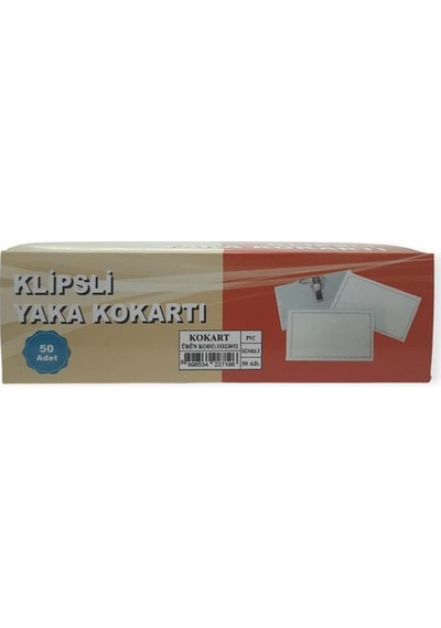 Sarff Kart Kabı- Pvc Kokart İğneli 50 Adet