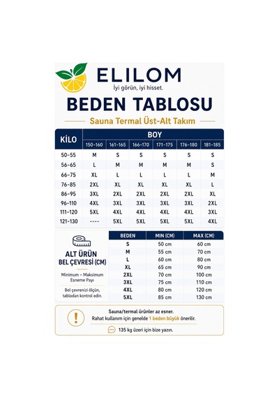 Elilom Termal Sauna Seti Fermuarlı Uzun Kollu Üst Ve Termal Tayt 2'li Set Siyah