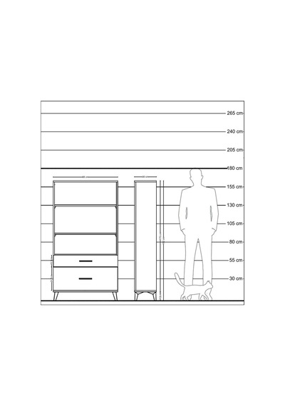 Arges Dolap 3 Raflı 2 Çekmeceli 88x30x163 Çam-antrasit Atlas Çam