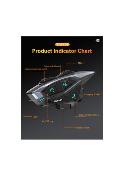 Shark-08 Motosiklet Kaskı Bluetooth Kulaklık 8 Kişi Grup Bağlantılı İnterkom Kask Kulaklığı Motorcycle Helmet Bluetooth Headset İntercom