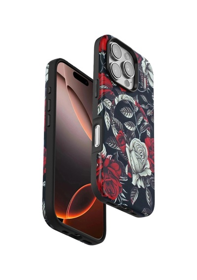 Durukar Apple, Uyumlu iPhone 16 Pro Max Flower Series Magsafe Kapak - Siyah