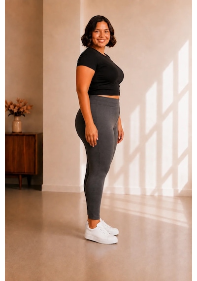 Sngl Tekstil Kadın Büyük Beden Çelik İnterlok Kumaş Toparlayıcı Tayt 3xl 4xl 5xl 6xl 7xl 8xl 9xl Füme Antrasit