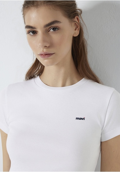 Mavi - Mavi Logo Baskılı Beyaz Tişört 1613848-620 Beyaz