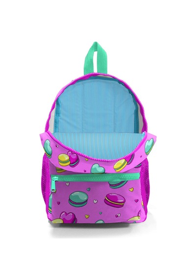 Coral High Kids Açık Pembe Su Yeşili Makaron Desenli İki Bölmeli Yuva Sırt Çantası 23325.