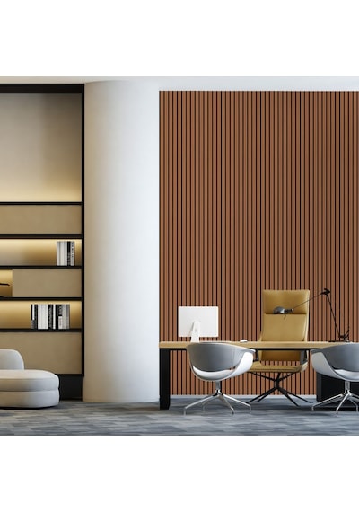 Keçeli Dekoratif Akustik Ahşap Panel Bambu Renk 60x240cm .