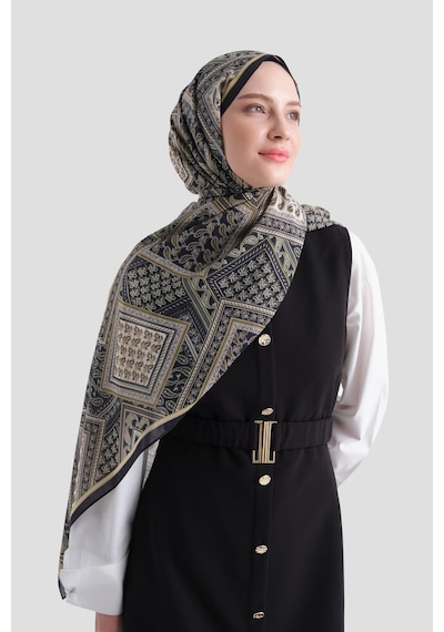 Armine Elegance Pamuk - İpek Şal As464 Siyah-sarı