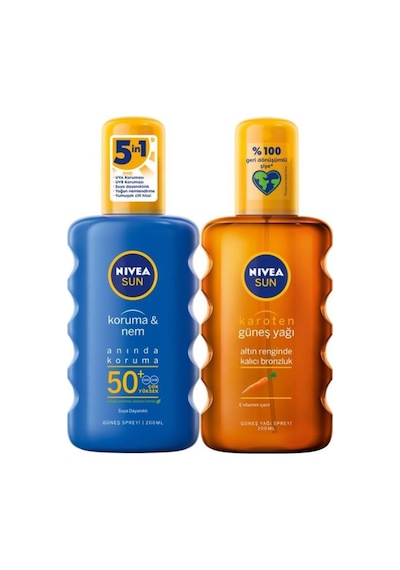 Niva Koruma Nemlendirici Güneş Spreyi Spf 50+ 200 ML + Nivea Karoten Güneş Yağı 200 ML Niva Koruma Nemlendirici Güneş Spreyi Spf 50+ 200 ML + Nivea Karoten Güneş Yağı 200 ML