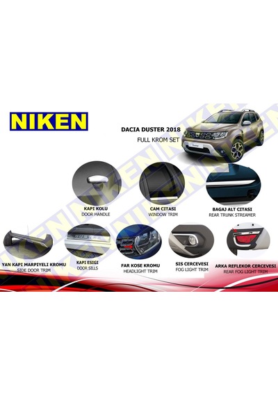 Dacia Duster Krom Nikelaj Kaplama Seti Komple 2018+