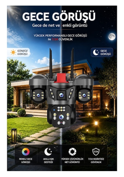 Linadex Lx-7676w Wifi 4 Kameralı Hd Güvenlik Kamerası