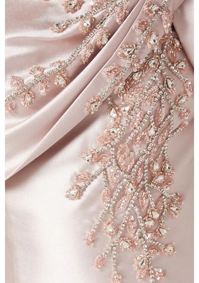 Ac By Aanchal Chanda Crystal - Embellished Gown Kristal Işlemeli Balık Form Maxi Kadın Elbise Pembe