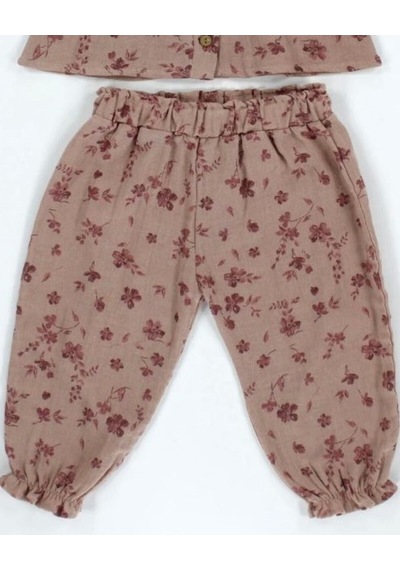 Babyhola Çiçek Desenli Müslin Kız Bebek Bayramlık Takım İkili Set 2013 Bordo