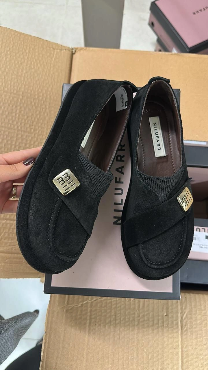 Mii Siyah Hakiki Süet Kadın Loafer Siyah Süet