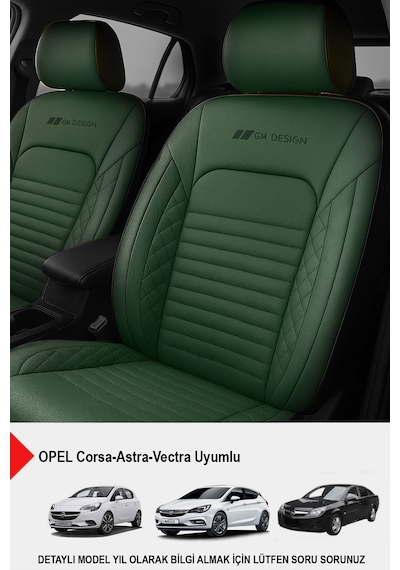 İstanbul Serisi Deri Oto Koltuk Kılıfı Opel Corsa-astra-vectra Uyumlu Yeşil