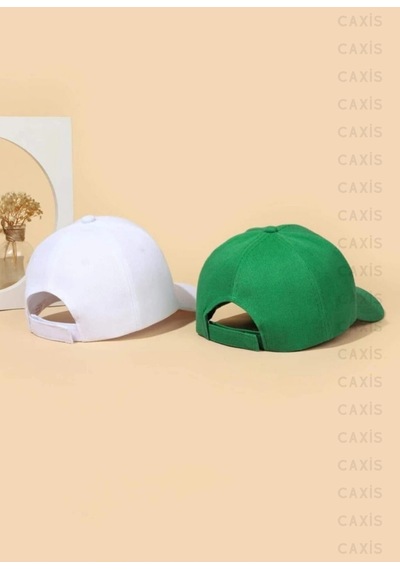 Caxis Spor Şapka Unisex 2 Adet Arkası Cırtlı Ayarlanabilir Beyaz - Yeşil
