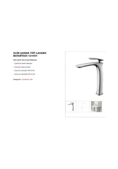 Newarc Slim Çanak Tipi Krom Lavabo Bataryası 121001 Krom