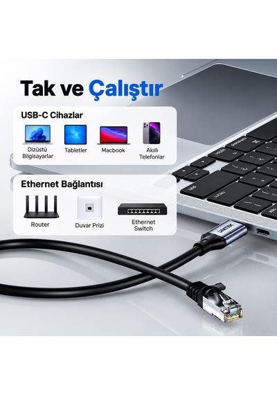 Unıtek Usb-c To Ethernet Kablo 3m C18148agy01-3m