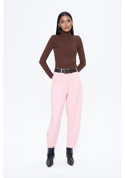 Quzu Pile Detaylı Jogger Pantolon Pembe