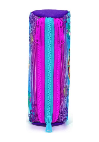 Coral High Kids Pembe Mor Kaplumbağa Desenli Üç Bölmeli Kalem Çantası 22056 Çok Renkli