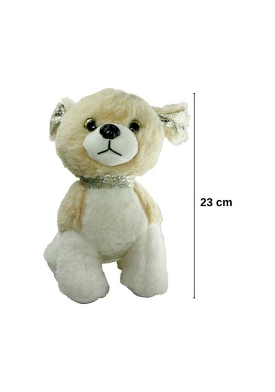 Peluş Köpek Oyuncak - 23 Cm Pullu Detaylı Uyku Ve Oyun Arkadaşı Krem