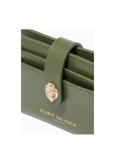 Kurt Geiger Shoreditch Card Holder, Lüks Deri Kartlık, Sınırlı Üretim Yeşil