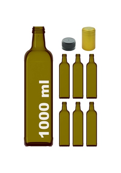 Afracam Maraska Yeşil 1000 Ml Kilitli Kapaklı Ve Kapüşonlu Boş Cam Şişe 6 Adet Diğer