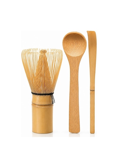 Matcha Çayı Hazırlama Bambu 3'lü Set - Geleneksel Japon Çay Seremoni Seti Kahverengi