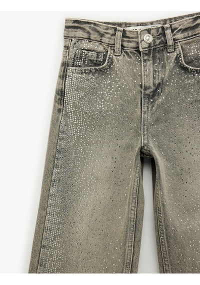 Koton Pamuklu Bol Kalıp Yıpratmalı Pul Detaylı Geniş Paça Denim Pantolon Gri 6skg40089ad Gri Koton Pamuklu Bol Kalıp Yıpratmalı Pul Detaylı Geniş Paça Denim Pantolon Gri 6skg40089ad Gri