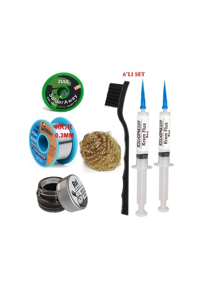 Mechanic Lehim Teli 0,3mm 40gr Havya Uc Temizleyici Rslasm Flux Ve 2uul-2015 Lehim Emme Teli Seti1 St13