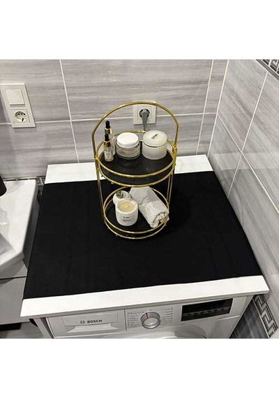 Laundry Duck Keten Su Geçirmez Ve Kirlenmez Çamaşır Makinesi - Buzdolabı - Bulaşık Makinesi Örtüsü Siyah