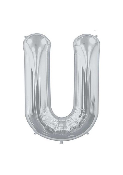 U Harf Folyo Gümüş Balon Küçük 35 Cm Renkli