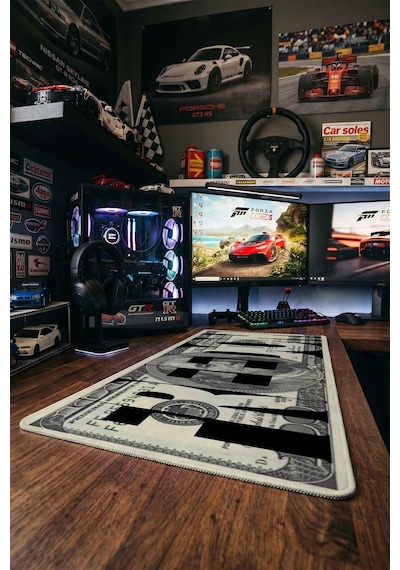 Freedom Dolar Tasarımı 40x90 Cm Oyuncu Mousepad Kaymaz Taban Büyük Boy