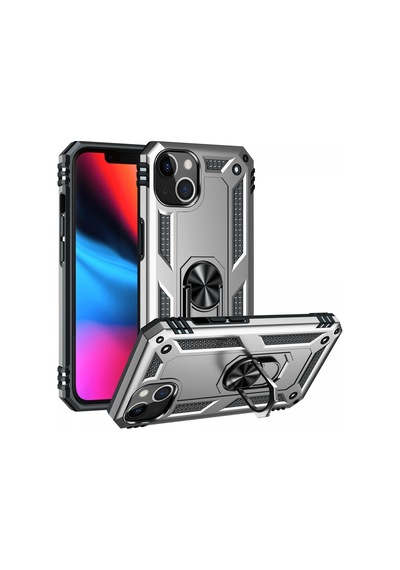 Newface - 72 - Apple iPhone Uyumlu 14 Plus Kılıf Sofya Yüzüklü Silikon Kapak - Aconcept - - Gümüş