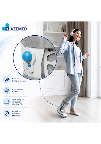 Azemed Air Walker Ortezi Ayak Bileklik Havalı Yürüme Botu Kısa