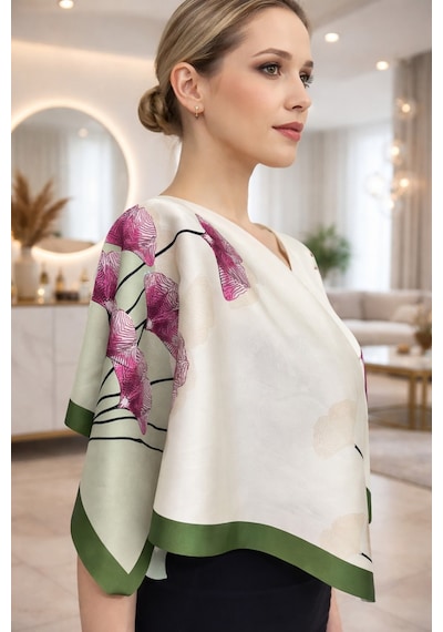 Tarzını Seç Yeşil Ginkgo Fular / Bandana / Aksesuar / Şal / Eşarp 70x70
