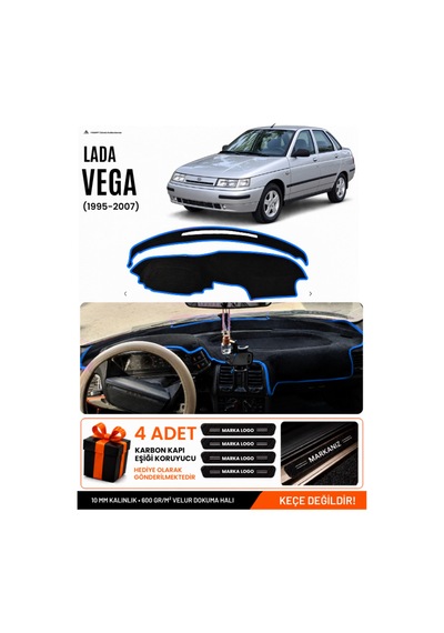 Lada Vega 1995-2007 Uyumlu Torpido Koruma, Torpido Örtüsü, Torpido Kılıfı - Siyah Mavi