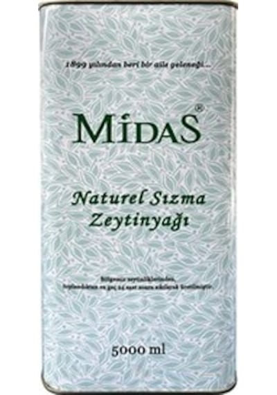 Midas Erken Hasat Soğuk Sıkım Natürel Sızma Zeytinyağı Teneke 5 L