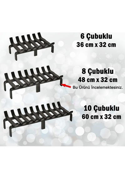 Aktepe Group 48 Cm X 32 Cm 8 Çubuklu Ekstra Şömine Izgarası Dar Gözlü Izgara