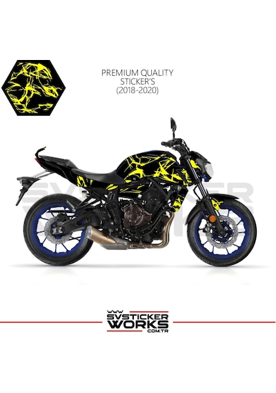 Mt-07 2018-2020 Kaplama Sticker Şimşek Yıldırım Motor Kaplama Modeli Hazır Kit 2018-2020 Uyumlu Sarı